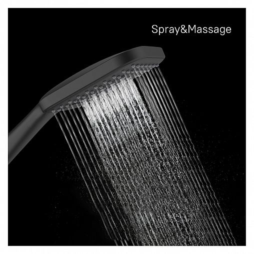 Лейка для душа Milardo Ideal Spa, 3 режима, черная матовая фото