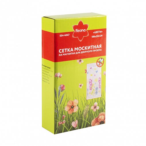Москитная сетка Feona Цветы на магнитах, 1 x 2,1 м, бежевая фото
