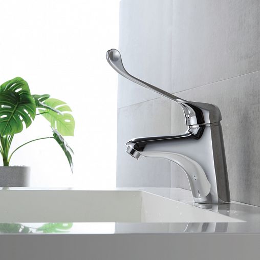 Локтевой смеситель для раковины Fashun A1054, хром фото