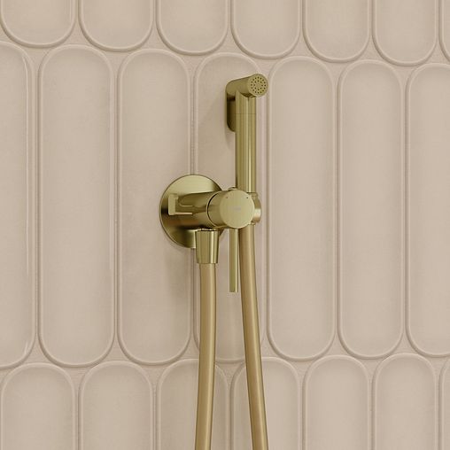 Встраиваемый гигиенический душ со смесителем IDDIS Axes, золото матовое фото