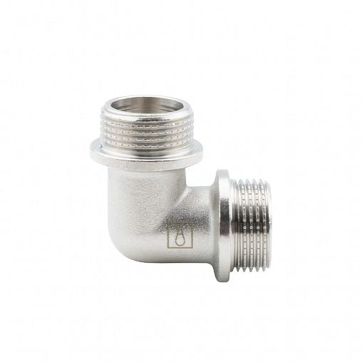 Уголок латунный никелированный Alato наружная-наружная резьба 3/4" фото