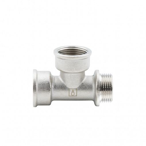 Тройник латунный никелированный Alato внутренняя-внутренняя-наружная резьба 3/4" фото