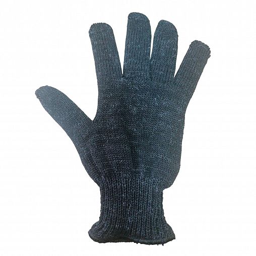 Перчатки трикотажные полушерстяные (15%), двойная вязка, 100 - 105 г, черные фото