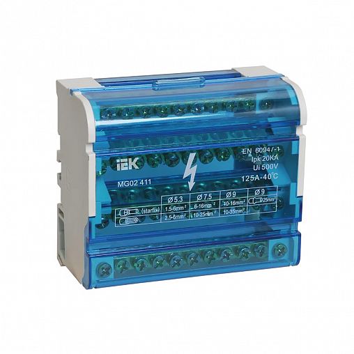 Шина IEK, на DIN-рейку в корпусе (кросс-модуль), 4 x 11 мм, 3L+PEN фото