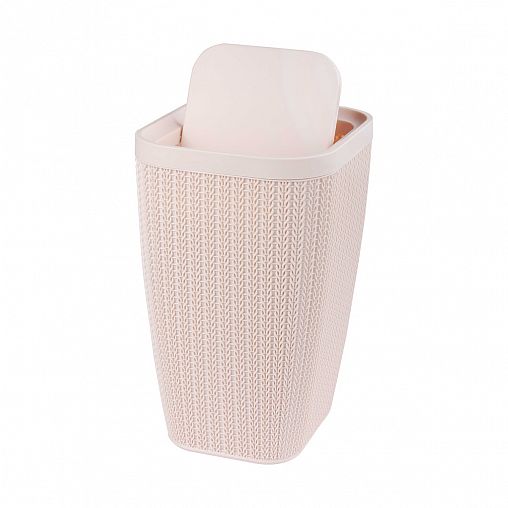 Контейнер для мусора Альтернатива Вязаное плетение, с плавающей крышкой, 10 л, бежевый фото