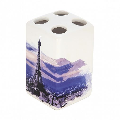 Стакан для зубных щеток Рыжий кот Париж, керамика, 6,6 x 6,6 x 10,5 см фото