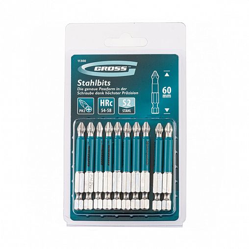 Биты Gross, PH2, 60 мм, 10 шт фото