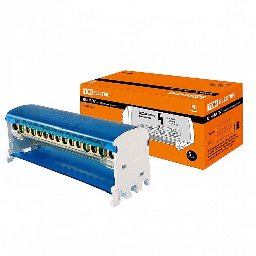 Шина N Tdm Electric, нулевая на DIN-рейку в корпусе, 2 x 15 групп фото