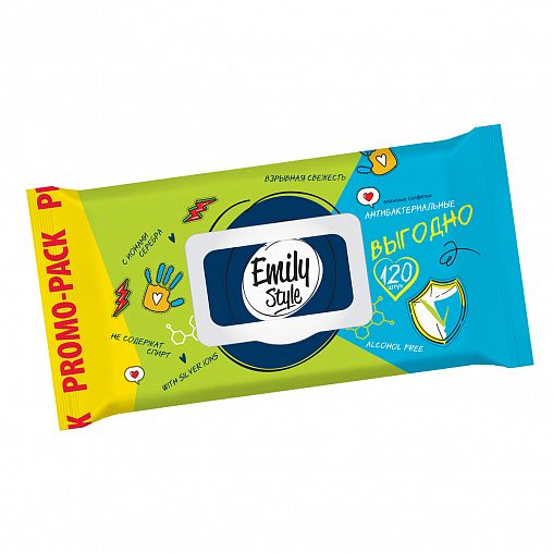Влажные салфетки Emily Style Антибактериальные, 120 шт фото