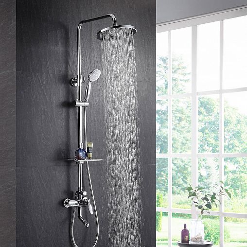 Душевая система с тропическим душем Lemark Linara LM0462C, со смесителем, хром фото
