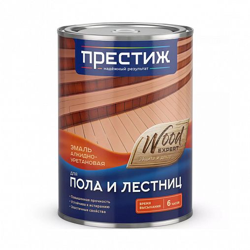 Эмаль для пола и лестниц Престиж, алкидно-уретановая, глянцевая, 0,9 кг, красно-коричневая фото