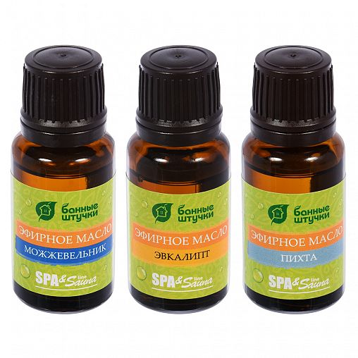 Набор эфирных масел Банные штучки С легким паром, (пихта, можжевельник, эвкалипт), 3 шт фото