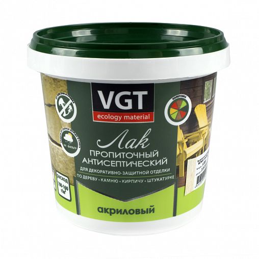 Лак пропиточный с антисептиком для дерева и камня VGT, акриловый, 0,9 кг, белый фото