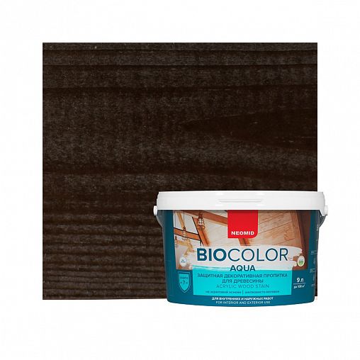 Защитно-декоративная пропитка для дерева Neomid Bio Color Aqua, матовая, 9 л, венге фото
