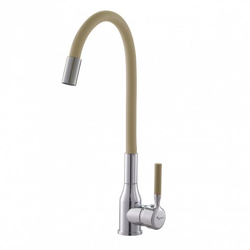 Смеситель для кухни PLStart PG54022B22, с гибким изливом, хром/бежевый фото