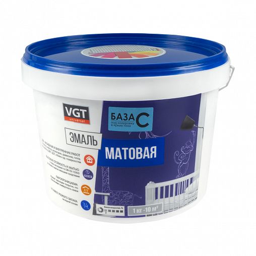 Эмаль универсальная VGT ВД-АК-1179, матовая, база C, бесцветная, 2,5 кг фото