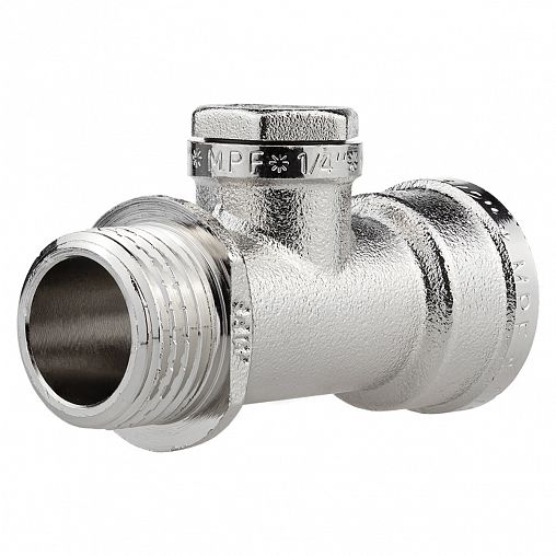 Тройник MPF, с ограничителем, 1/2 - 1/4", внутренняя-внутренняя-наружная резьба, латунь фото