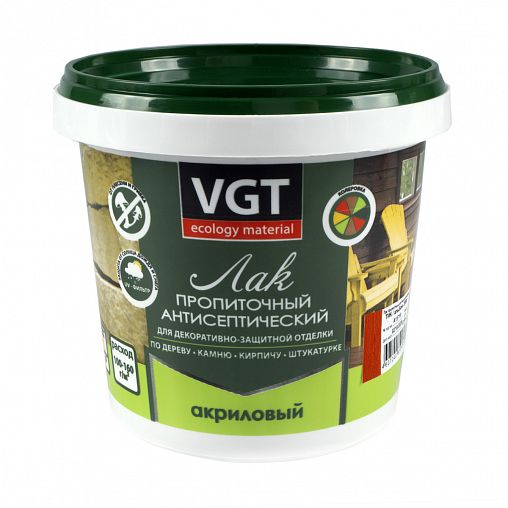 Лак пропиточный с антисептиком для дерева и камня VGT, акриловый, 0,9 кг, тик фото