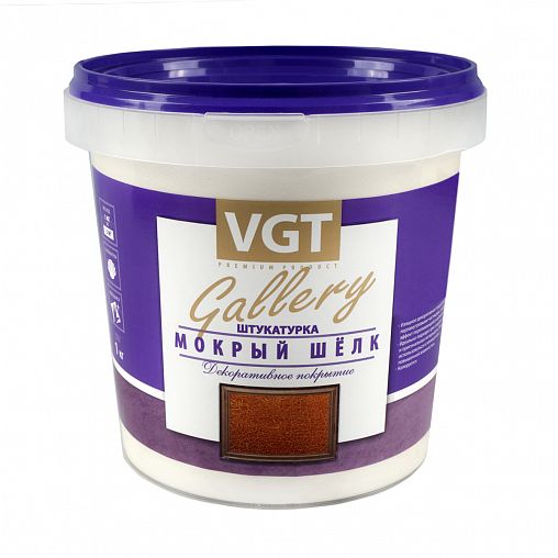 Декоративная штукатурка VGT Gallery Мокрый шелк, 1 кг, серебристо-белая фото