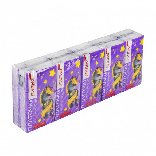 Носовые платочки Лилия Детство, двухслойные, 10 пачек по 10 шт фото