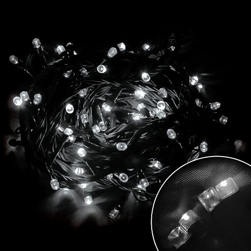 Электрогирлянда Волшебная страна LED100-5-W, 100 LED ламп, 8 режимов, 5 м, белая фото