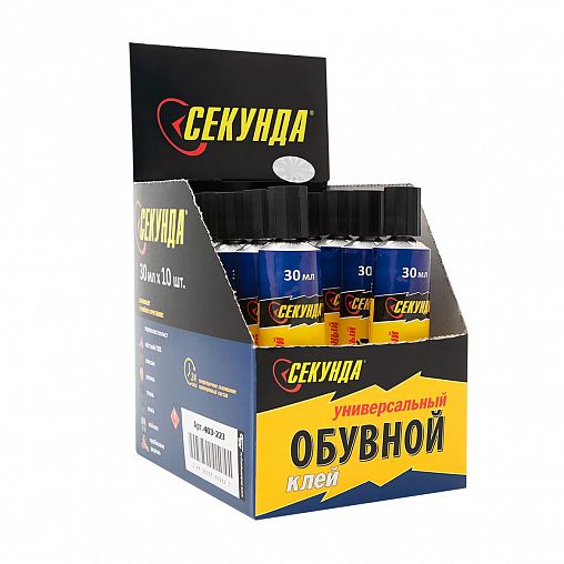 Клей обувной Секунда Универсальный, водостойкий, 30 мл, кристально-прозрачный фото