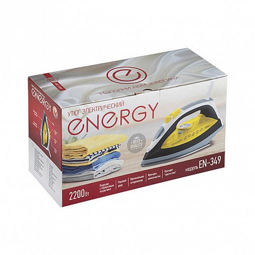 Утюг Energy EN-349, 2200 Вт, подошва тефлоновая, желтый фото