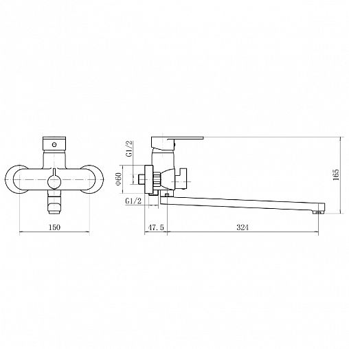 Смеситель для ванны с душем PLStart PD22085, с длинным изливом, хром фото Смеситель для ванны с душем PLStart PD22085, с длинным изливом, хром фото