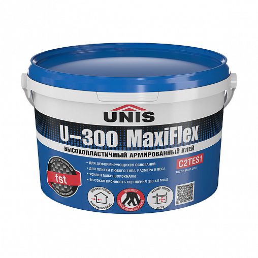 Клей для плитки Unis U-300 MaxiFlex, эластичный, 5 кг фото