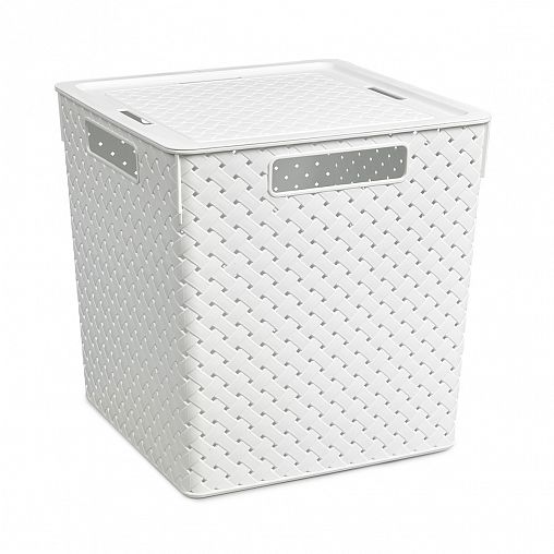 Корзина для хранения Violet Береста, с крышкой, 29,4 x 29,4 x 30,1 см, белый фото