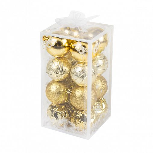 Набор елочных шаров, d 6 см, 16 шт, золото фото