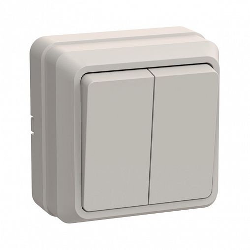 Выключатель двухклавишный накладной IEK Октава ВС20-2-0-ОКм, 10 А, кремовый фото