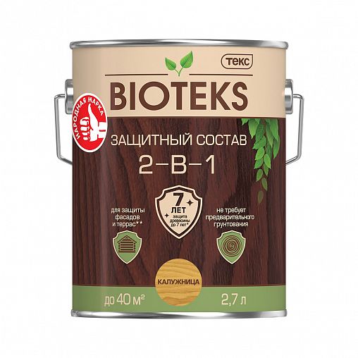 Защитный лессирующий состав для дерева Bioteks 2-в-1, 2,7 л, калужница фото