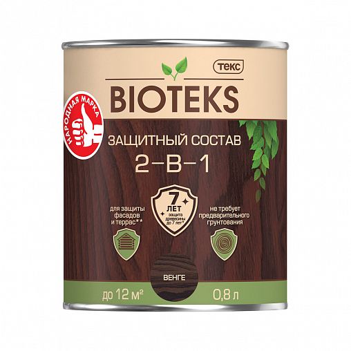Защитный лессирующий состав для дерева Bioteks 2-в-1, 0,8 л, венге фото