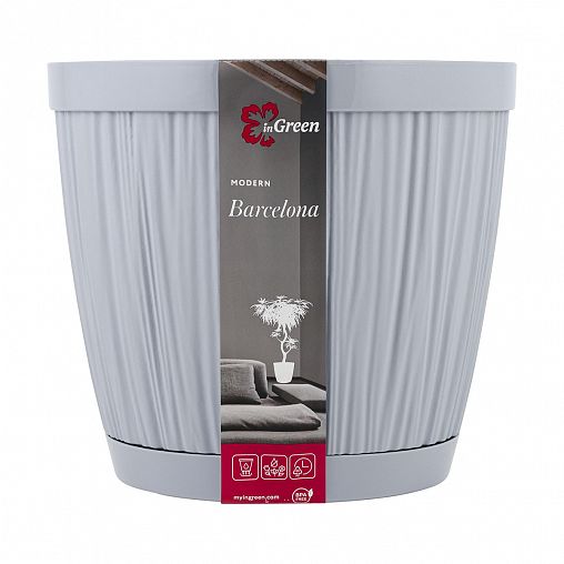 Горшок для цветов InGreen Barcelona, 6,5 л, утренний туман фото