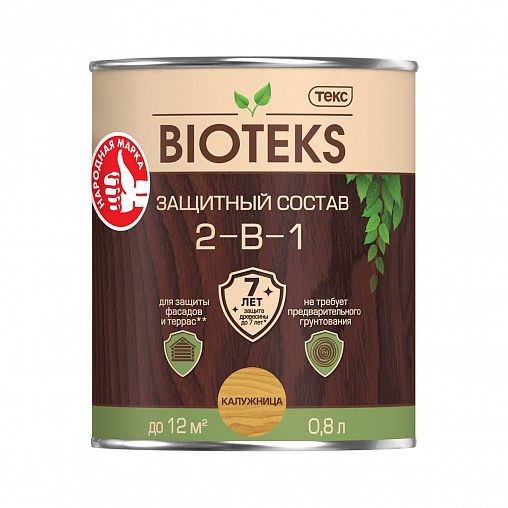 Защитный лессирующий состав для дерева Bioteks 2-в-1, 0,8 л, калужница фото