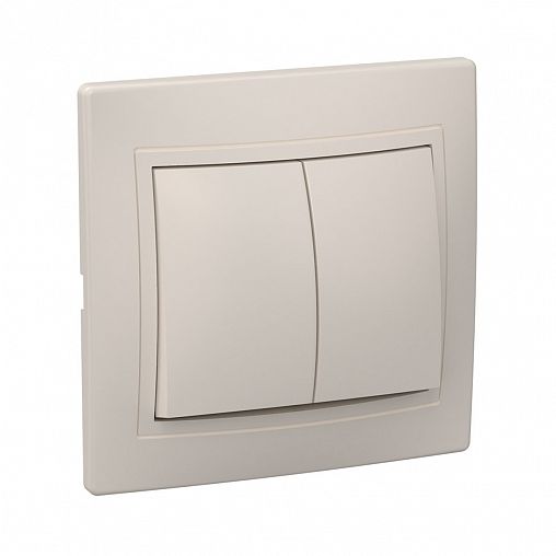 Выключатель двухклавишный встраиваемый IEK Кварта ВС10-2-0-ККм, 10 А, кремовый фото
