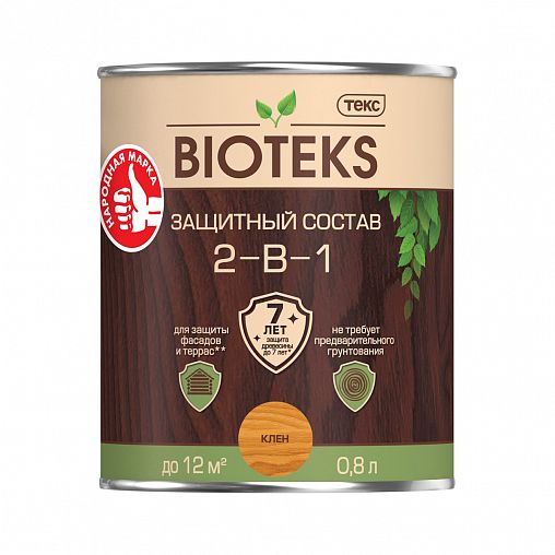 Защитный лессирующий состав для дерева Bioteks 2-в-1, 0,8 л, клен фото