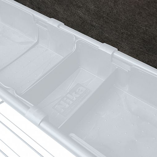 Вешалка напольная Nika, 2 полки, мягкое сиденье, 175 x 82,5 x 33,5 см, светло-серый/матовый серый фото