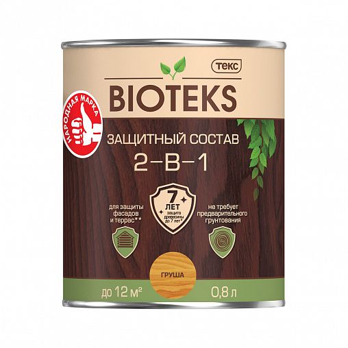 Защитный лессирующий состав для дерева Bioteks 2-в-1, 0,8 л, груша фото