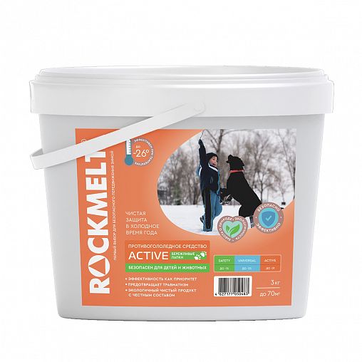 Противогололедный реагент Rockmelt Active Zoo, 3 кг фото