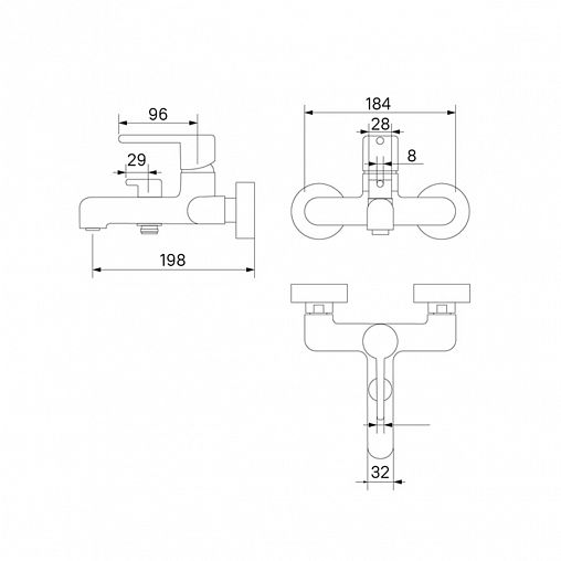 Смеситель для ванны IDDIS Aiger, хром фото