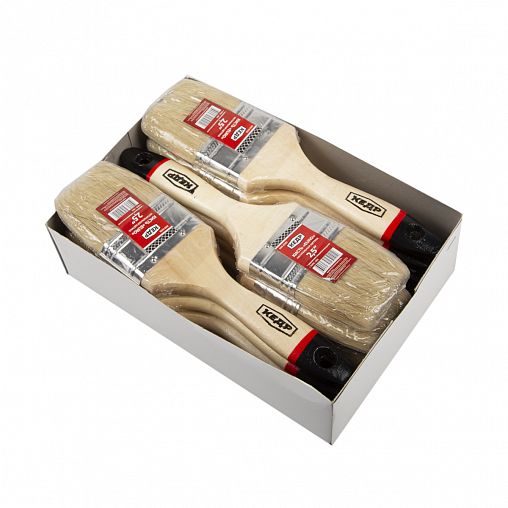 Кисть плоская Кедр Евро №2,5, натуральная щетина, деревянная ручка, 63 мм фото