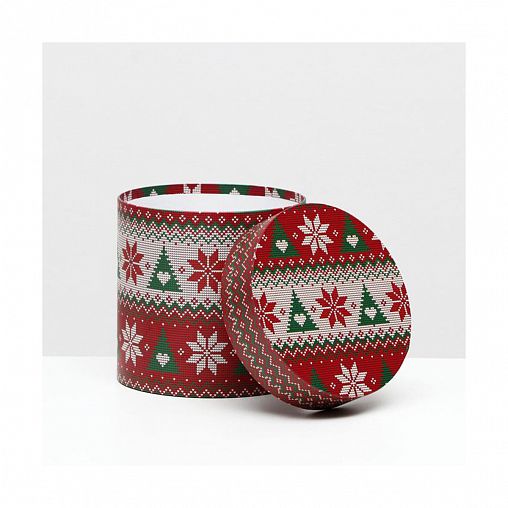 Коробки подарочные круглые Upak Land Вязаный узор 1, набор 5 шт фото