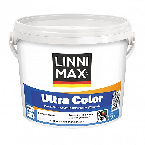 Краска интерьерная Linnimax Ultra Color, база 3, бесцветная, 2,35 л фото