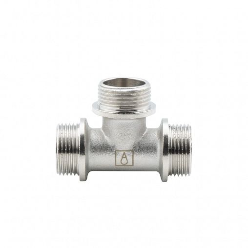 Тройник латунный никелированный Alato наружная резьба 3/4" фото