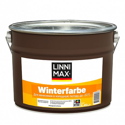 Краска фасадная Linnimax Winterfarbe, база 3, бесцветная, 8,46 л фото