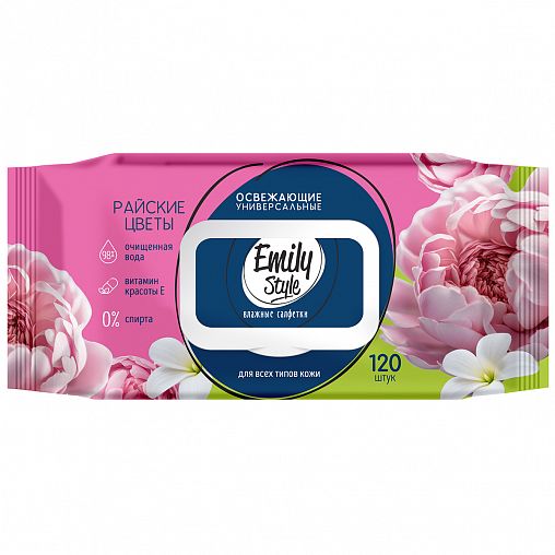 Влажные салфетки Emily Style Райские цветы, 120 шт фото