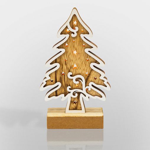 Фигурка светодиодная Neon-night Елочка, деревянная, 11,5 x 5 x 19 см, теплый свет фото