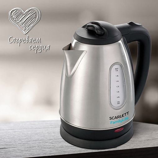 Чайник электрический Scarlett SC-EK21S20, 1,8 л, сталь фото